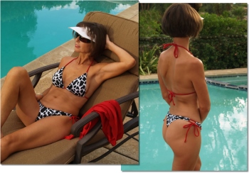 The Accent Rouge Bikini by Brigitewear available in thong or Rio tie side bottoms