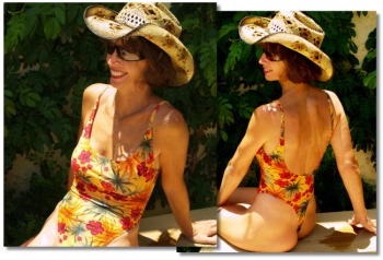This thong one piece swimsuit is high cut on the sides and low cut in front for comfortable all day wear