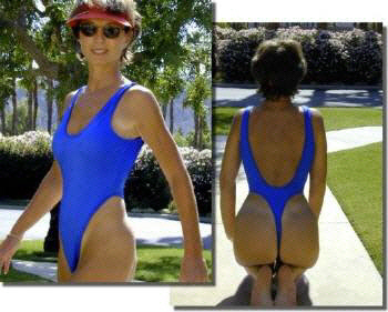Sexy one piece thong swim wear by Brigitewear here in Royal Blue