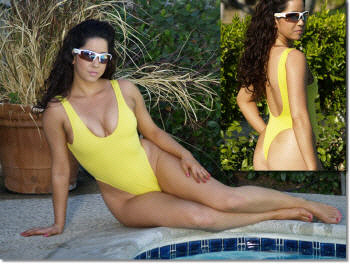 The St Raphael one piece thong swimsuit by Brigitewear in Canary Yellow