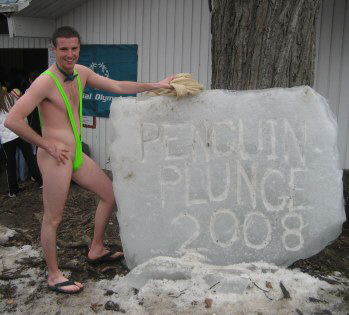 Ryan before taking the plunge in the charity - Penguin Plunge