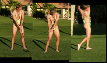 This anonymous up and coming pro golfer just couldn't help playing a round in his new Borat thong!