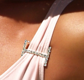 Jeweled single strap on the sheer elegance bathing suit