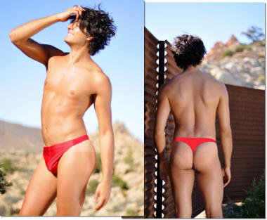 Azur Men's Thong Swimsuit in Red