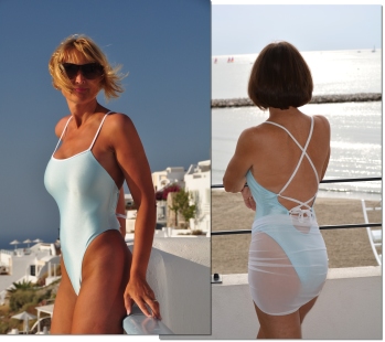 Sheer one piece rio bottom swimsuit by Brigitewear